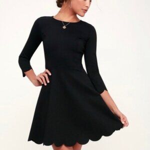 Lulus Cumulonimbus Scallop Hem Skater Dress Size Medium